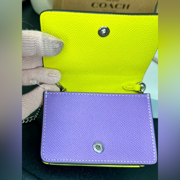 NEW! Coach Colorblock Leather Mini Wallet On a Chain - Picture 14 of 17